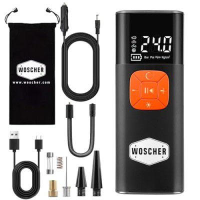 Woscher i6 2in1 Tyre Inflator for Car & Bike with 150 PSI Pressure, 4000 mAh Battery
