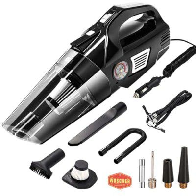 Woscherr 578 2in1 Tyre Inflator for Car & Car Vacuum Cleaner, DC12V|150 PSI Air Pump for Car Tyre
