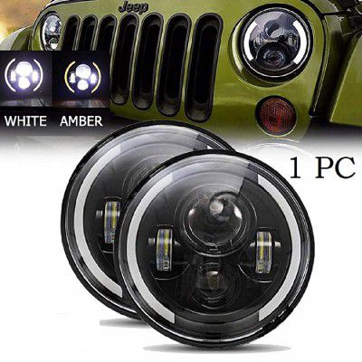 Woschmann 7Inch Round Hi/Lo Cree Led Headlights with Drl and Halo Angel Eyes and Turn Signal (Set of 2)