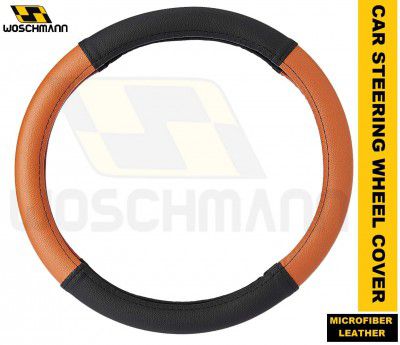 Woschmann- Anti Slip Universal Leather Steering Wheel Cover (Tan, Medium)