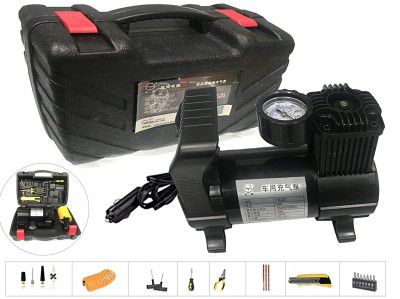 Woschmann-Car Tyre Inflator,12V with Toolbox Kit and Power Cord Storage and Carrying Case with Puncture Repair Kit