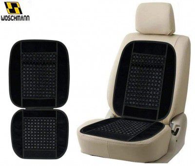 Woschmann Car Velvet Border Wooden Bead Seat 1Pcs Black Color-Set of 1