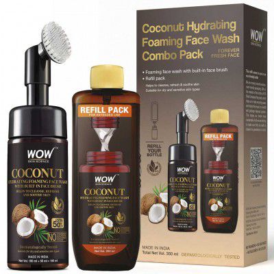 WOW Coconut Hydrating Foaming Face Wash Combo Pack - FOREVER FRESH FACE - Total 350 ml