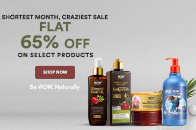 WOW Flat 65% Sale: Flat 65% Discount on Beauty Products
