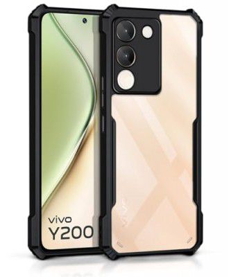 WOW IMAGINE Shock Proof Clear Back Case Mobile Cover for Vivo Y200 5G (Hard | Hybrid PC + TPU | Full Armour Device & Camera Protection | Black)