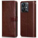 WOW IMAGINE Shock Proof Flip Cover Back Case Cover for Xiaomi Mi Redmi 13C 5G | Redmi 13C 4G | Poco M6 5G | Poco C65 (Flexible | Leather Finish | Card Pockets Wallet & Stand | Chestnut Brown)...