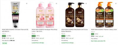 WOW SKIN SCIENCE Beauty Products @ Minimum 60% Off + Buy 3 Get Extra 15% Off