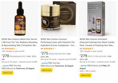 Wow Skin Science Beauty Products Upto 65% Off
