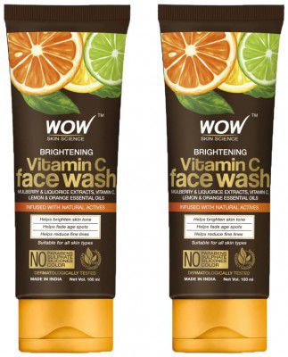 WOW Skin Science Brightening Vitamin C Face Wash | All Skin Types | 100 ml (Pack of 2)