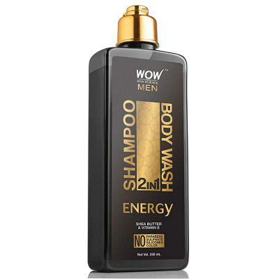 WOW Skin Science Energy 2-In-1 Shampoo + Body Wash - No Parabens Sulphate, Silicones & Color 250 ml