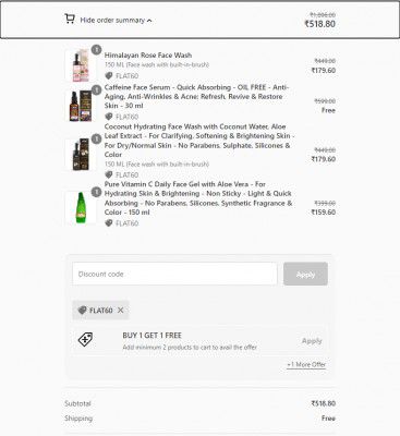WOW SKIN SCIENCE FLAT 60% OFF 