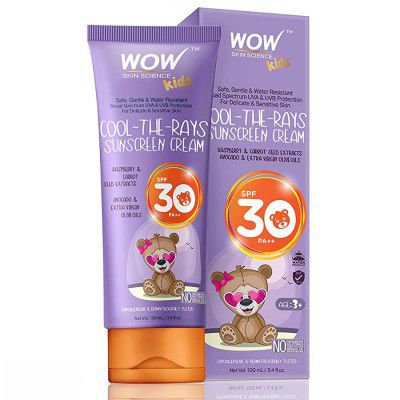 WOW Skin Science Kids Cool-The-Rays Sunscreen Cream Spf 30 Pa++ - No Parabens, Silicones, Oxide Color, Mineral Oil and Benzophenone, 100 ml