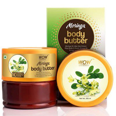 WOW Skin Science Moringa Body Butter for Hydrating & Softening Rough Skin - For All Skin Types - No Parabens, Silicones, Mineral Oil & Color - 200mL