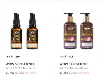 WOW SKIN SCIENCE Products at Minimum 70% off