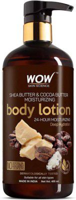 WOW Skin Science Shea Butter and Cocoa Butter Moisturizing Body Lotion, Deep Hydration, 400ml