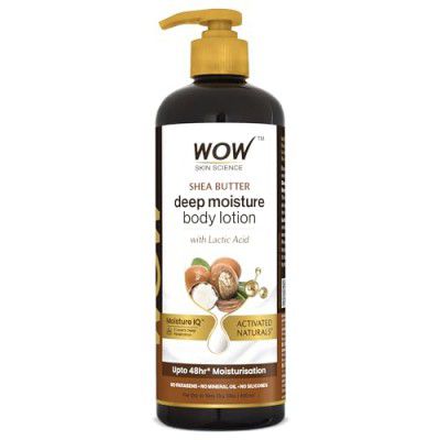 WOW Skin Science Shea Butter With Lactic Acid Body Lotion | Hydrates Very Dry Skin Calms Itchy Skin - 400ml