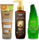 WOW SKIN SCIENCE Summer Skin Care Kit - Pure Aloe Vera Gel, Sunscreen Lotion & Vitamin C Face WashNet Vol. 260mL  (3 Items in the set)...