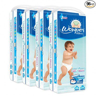 Wowper Fresh Baby Diapers Pants Double Extra Large | 15-25 Kg | 96 Counts
