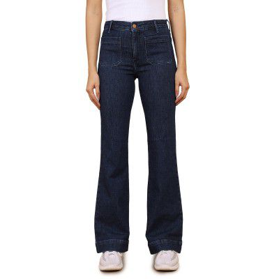 Wrangler Female Blue Relaxed Fit Mid Rise Pants