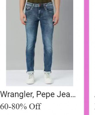 Wrangler Pepe Jeans @ minimum 60-80% off in Flipkart Big Billion Days   