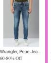 Wrangler Pepe Jeans @ minimum 60-80% off in Flipkart Big Billion Days   ...