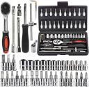 WRINIEY 46 in 1 Pcs Tool Kit & Screwdriver set and Socket Set Wrench Set Multi Purpose Combination Tool Case Precision Socket Set...