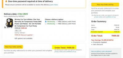 Wriniey Car Tyre Inflator @ ₹500