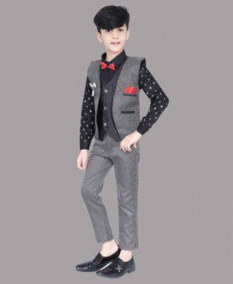 WRL COLLECTION  Boys three peice suit Solid, Printed Suit