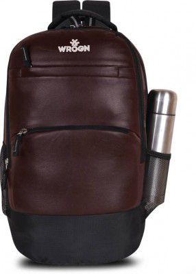 WROGN Medium 30 L Laptop Backpack FAUXY ARTIFICAL LEATHER LAPTOP BAGPACK (Tan)