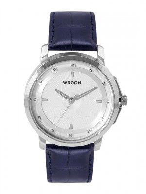 WROGN Men Brass Dial & Blue Straps Analogue Watch WR-6601-White
