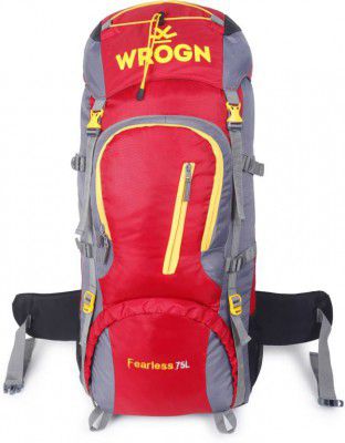 WROGN Trekking Bag For Hiking/Camping/Outdoor Sports with Rain Cover/Shoe Compartment Rucksack - 75 L  (Red)