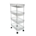 Wrolavi® Stainless Steel Basket with Wheels for Vegetable & Fruits, Storage Rack Organizer Stand for Kitchen (4 Shelf)...