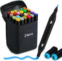Wynhard Alcohol Markers Sketch Pen Set Dual Tip Brush Pens Art Markers for Drawing 24 Color Dual Tip Chisel & Fine Colour Marker Set Sketch Marker Alcohol Based Markers Drawing Marker for Adults Kids...
