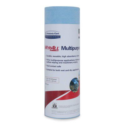 Wypall X70 Reusable Kitchen Towel Roll 60019 - 1 Roll x 50 Multipurpose Wipes ( Food contact safe)
