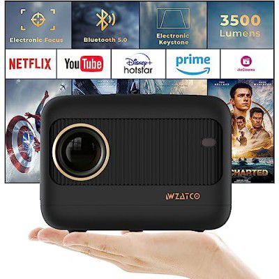 WZATCO Eve | Portable 720P Native Projector for Home | 1080P Full HD Support | Electronic Focus | Bluetooth 5.0 | 3500 lumens (350 ANSI) | 5W HiFi Speaker | 176" Screen | Compatible with 4K TV Sti