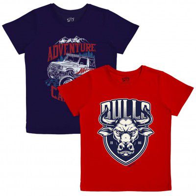X2O Cotton Printed T Shirts for Boys(Pack of 2)