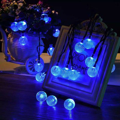 X4Cart 14 LED Mini Globe Crystal Ball String Lights Waterproof Fairy String Light for Indoor Outdoor Decoration Plug-in (Blue, 3 Meter)