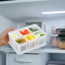 Amazon Brand - Solimo Plastic Fridge Containers Set | 6-Grid Airtight Refrigerator Storage Boxes with Lids | Freezer & Kitchen Organizer (Pack of 2, White)...
