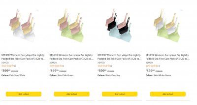 XEMOX Womens Lightly Padded Bra @ 50% Coupon