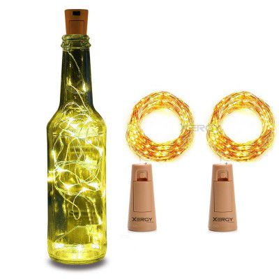 XERGY Cork Shaped Bottle Fairy String Lights Battery Powered LED for Diwali Home Decoration