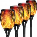 XERGY Solar Lights Outdoor Waterproof Dancing Fire Mashaal Flame Torch 96 LED 2200 mAh Battery (Large Size Pack of 4)...