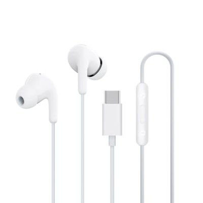 Xiaomi Type-C in-Ear Earphones with 12.4mm Drivers, HD Microphone, and IP54 Dust & Water Resistance (White)