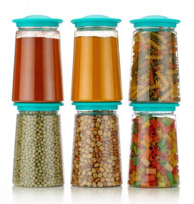 Xiran Kitchen Storage Box, Container for Kitchen (1200Ml Green Set of 6)