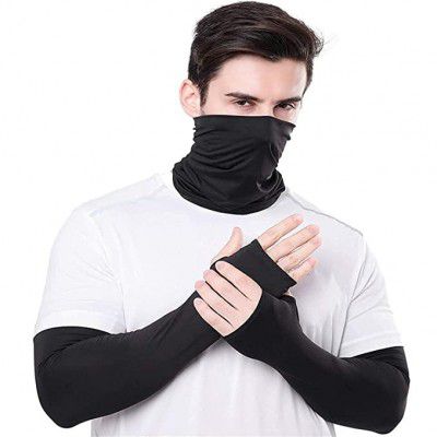 XJARVIS Bandana & Arm Sleeves for Dust & Sun Protection, Comes with Cool Lightweight, Windproof, Breathable Material, Fishing Hiking Running Cycling, Combo