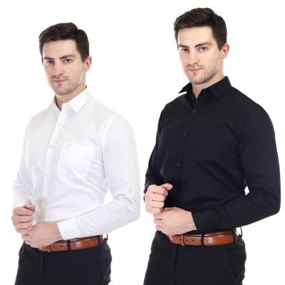 XJARVIS Ozark Cotton Solid Slim Fit Casual Shirt for Mens | Available in 2 Colours (White/Black)