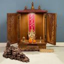 XL Kitchen Shree Ram Mandir Ayodhya Model Temple Idol, Car Dash Board, Office, Study, Table, Gifitng and Interior Decoration, Antique Color...