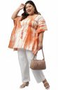 XL LOVE - By Janasya Women's Off White Cotton Tie Dye Kaftan Tunic...