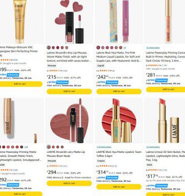 Amazon : Up to 70% OFF - Lakme Makeup & Beauty Products