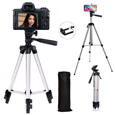 Xmate Metal Alloy Foldable Tripod | 5Kg Payload Capacity | 50-inch Adjustable Height | Camera & Mobile Phone Holder Mounted