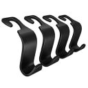 XML Car Organizer Plastic Hook Hanger for Holding Handbag Coat Purse Bag Water Bottle Umbrellas Cap and More. Suitable for All car (Black- Pack of 4), Standard, (XCH)...